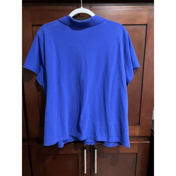 GLORIA VANDERBILT Women's 3X Plus Blue Short Sleeve Stretch Polo Shirt Top! - Picture 4 of 7